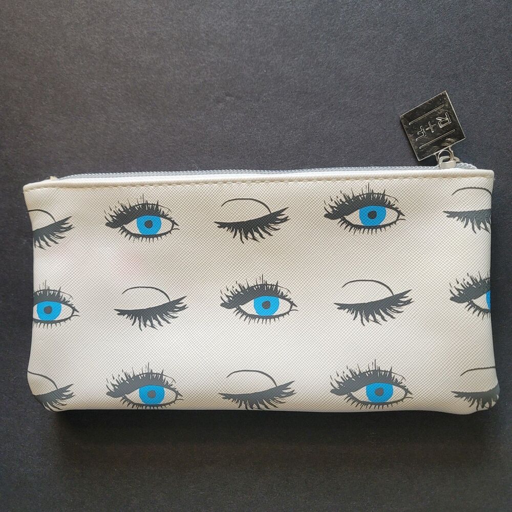 Rodan + Fields Eye Print Cosmetic Bag Zipper Pouch – Faint Pink Stain Shown